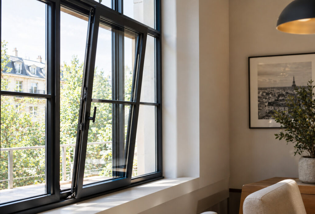 European dual action metal windows