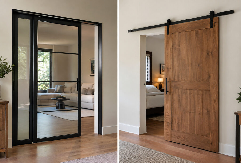 steel sliding pocket doors